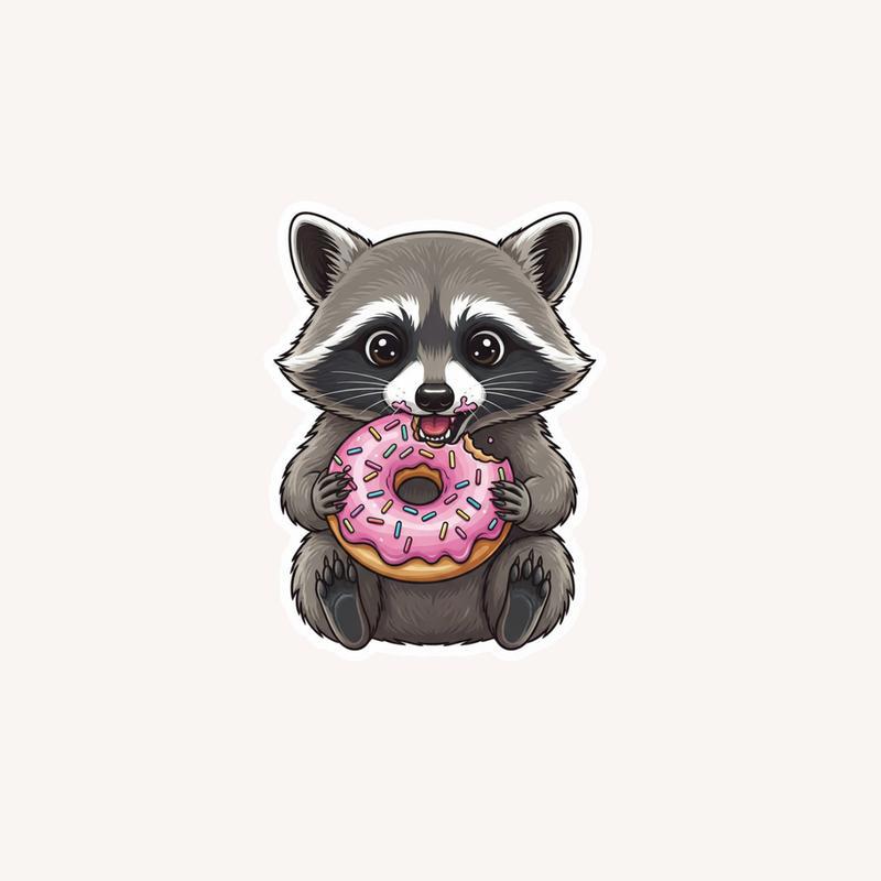 Baby Raccoon Donut Thief Sticker - Raccsy
