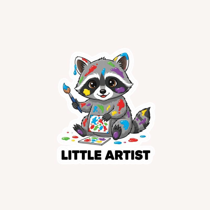 Baby Raccoon Little Artist Sticker - Raccsy