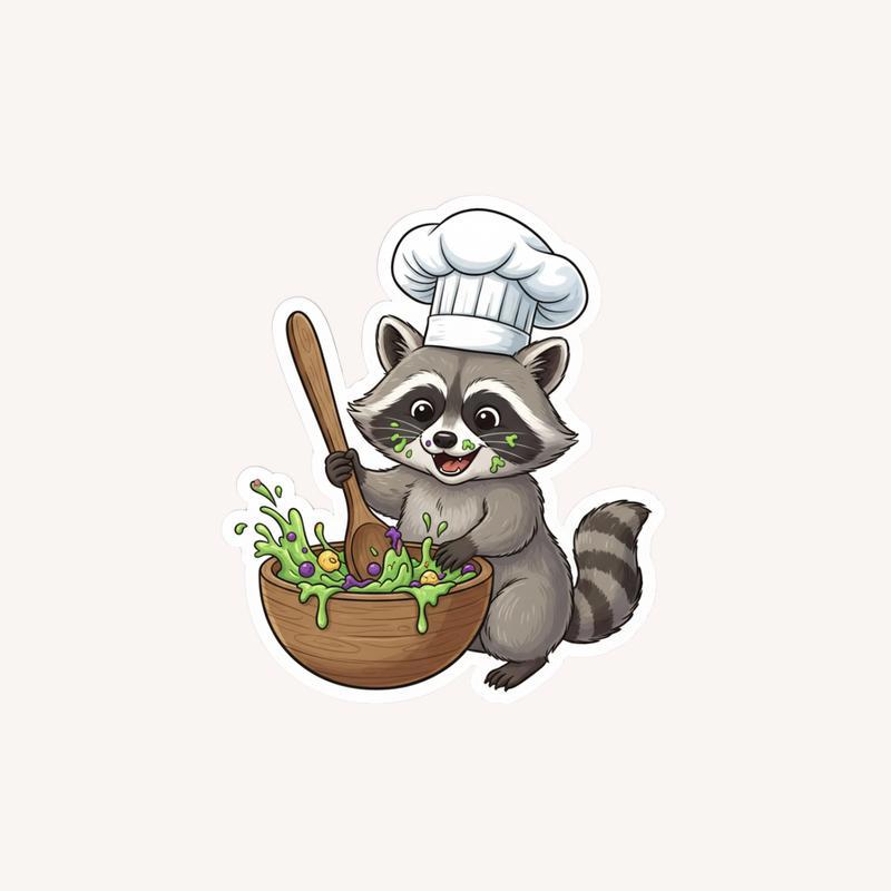 Baby Raccoon Little Chef Sticker