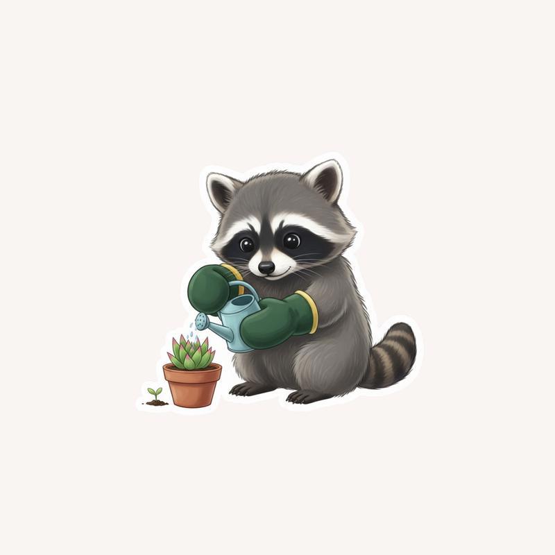 Baby Raccoon Plant Mom Sticker - Raccsy UK