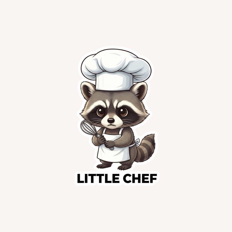 Baby Raccoon Tiny Chef Hat Sticker - Raccsy