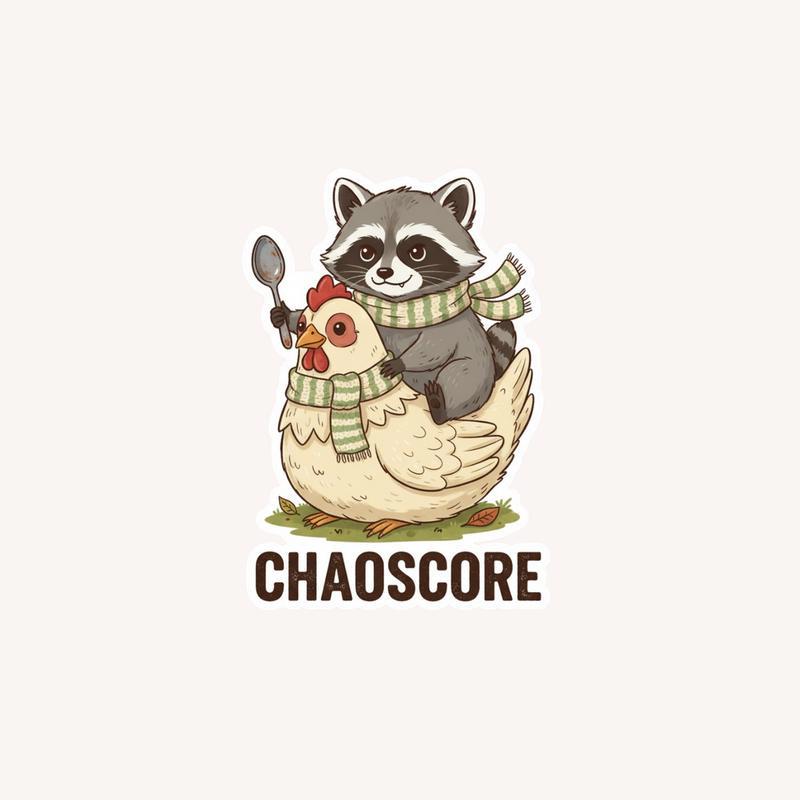 Chicken Raccoon Cozy Chaos Sticker - Raccsy