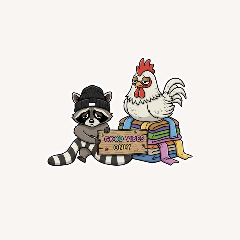Chicken Raccoon, Good Vibes Only Sticker - Raccsy