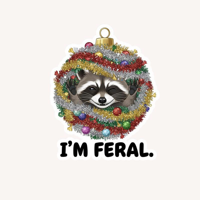 Feral Raccoon Tinsel Thief Sticker - Raccsy AU