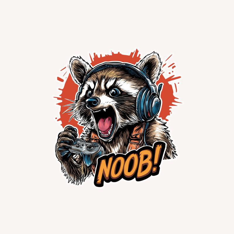 Grumpy Gamer Angry Raccoon Sticker