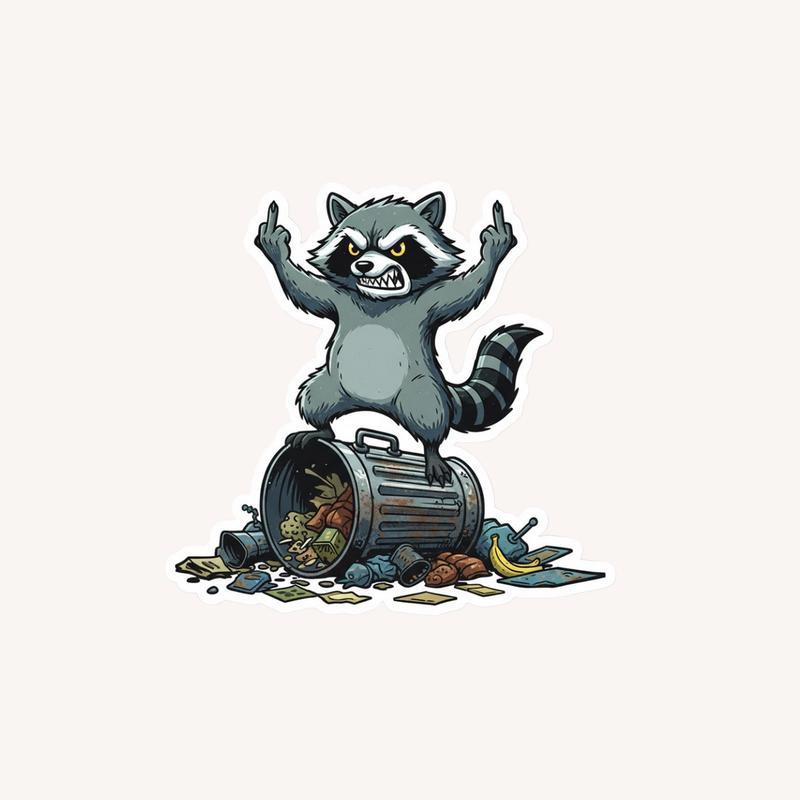 Raccoon Middle Finger Meme 2 Sticker - Raccsy
