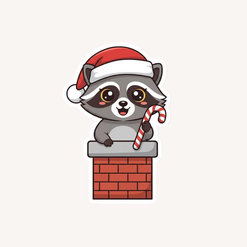 Raccoon Peeker Christmas Cheer Sticker - Raccsy