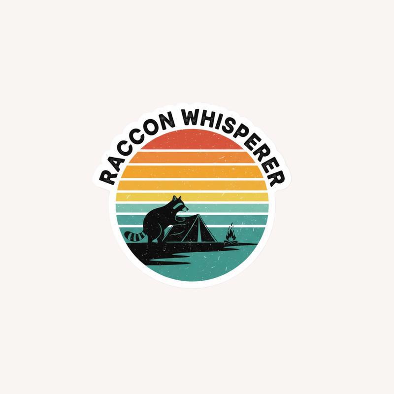 Raccoon Whisperer Sunset Camp Sticker - Raccsy