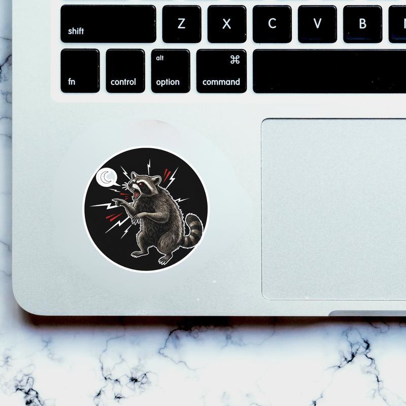 Angry Raccoon Screaming At The Moon Sticker