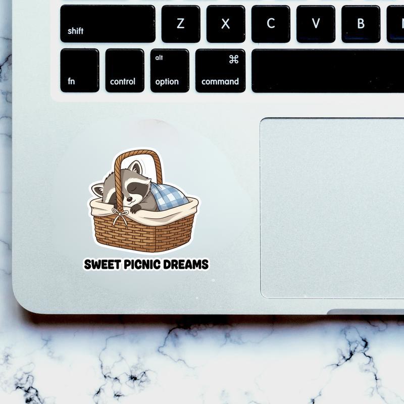 Baby Raccoon Basket Napper Sticker Baby Raccoon Basket Napper Sticker