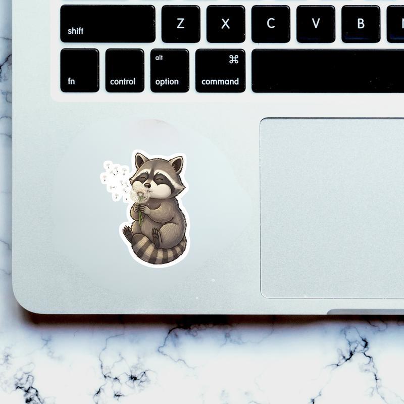Baby Raccoon Dandelion Wish Sticker Baby Raccoon Dandelion Wish Sticker