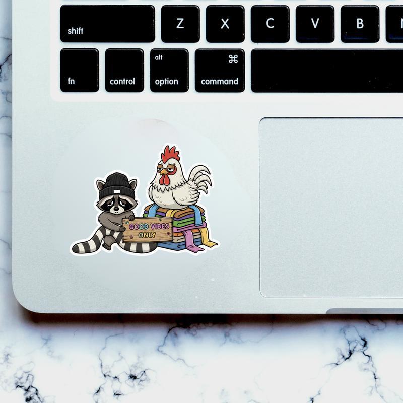 Chicken Raccoon, Good Vibes Only Sticker
