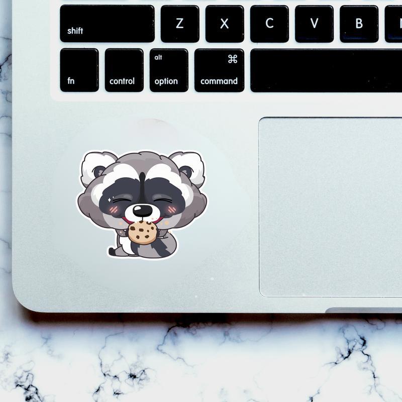 Cute Baby Raccoon Eat Cookie Sticker