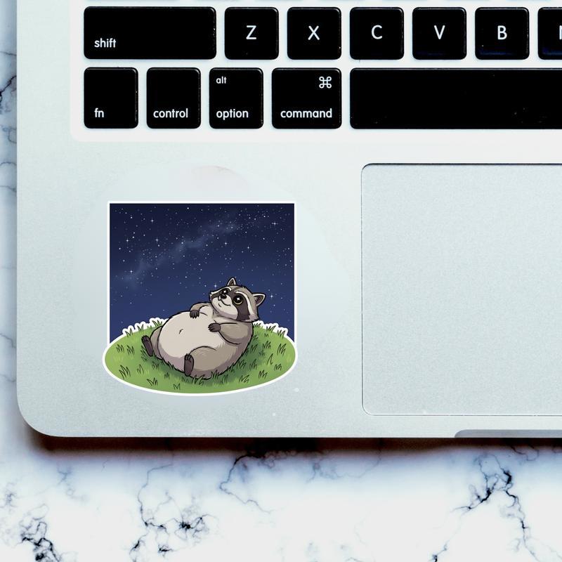 Fat Raccoon Star Gazer Sticker