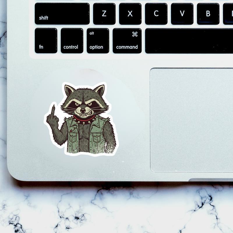 Vintage Raccoon Middle Finger 2 Sticker Vintage Raccoon Middle Finger 2 Sticker