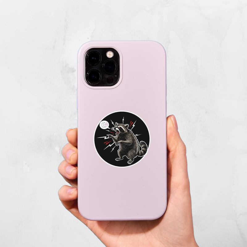 Angry Raccoon Screaming At The Moon Sticker