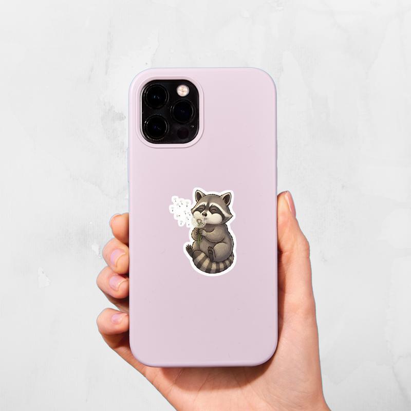 Baby Raccoon Dandelion Wish Sticker Baby Raccoon Dandelion Wish Sticker