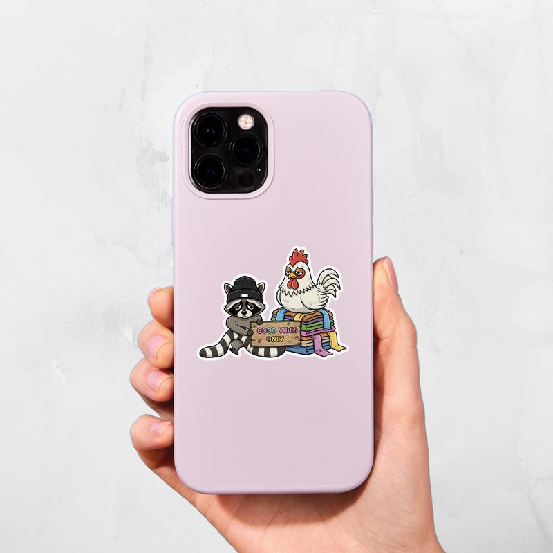 Chicken Raccoon, Good Vibes Only Sticker