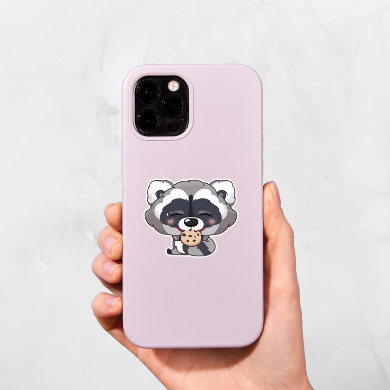 Cute Baby Raccoon Eat Cookie Sticker