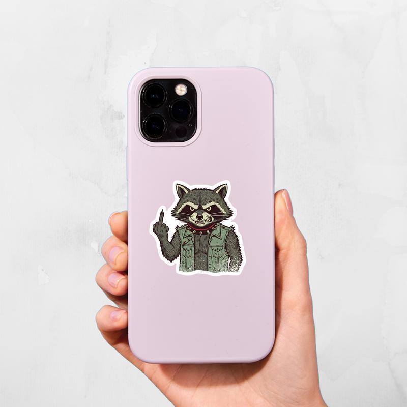 Vintage Raccoon Middle Finger 2 Sticker Vintage Raccoon Middle Finger 2 Sticker