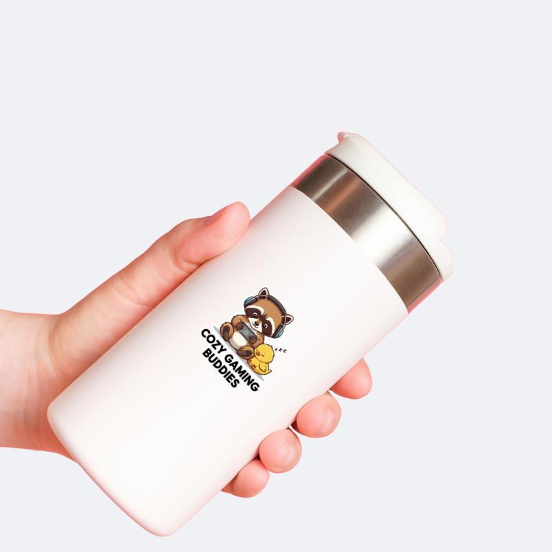 Chicken Raccoon Cozy Gamer Duo Sticker