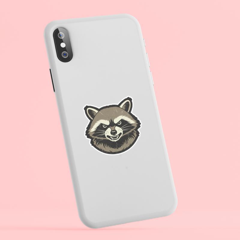 Angry Raccoon Retro Distressed Texture Sticker - Raccsy