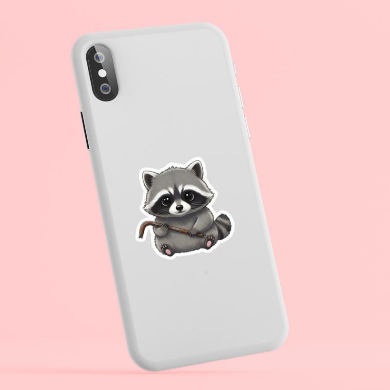 Baby Raccoon Cute But Feral Sticker Baby Raccoon Cute But Feral Sticker
