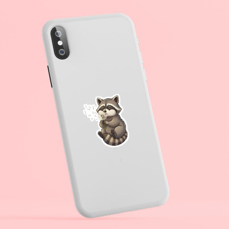 Baby Raccoon Dandelion Wish Sticker Baby Raccoon Dandelion Wish Sticker