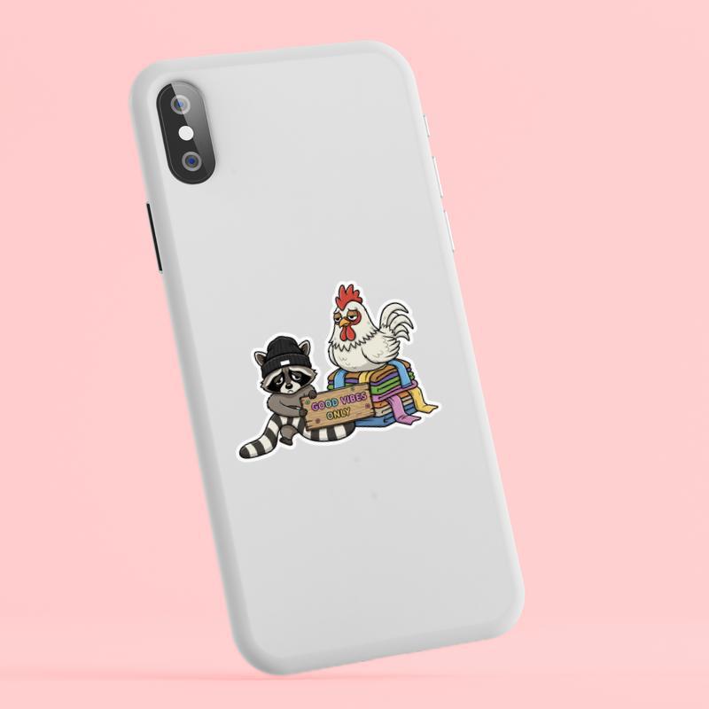 Chicken Raccoon, Good Vibes Only Sticker