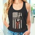 Biker Skull Vintage Art With Flames And American Flag Tank Top