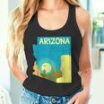 アリゾナ州の地図、モダンな抽象的なアリゾナ砂漠、サボテン タンクトップ