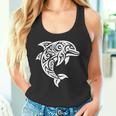 イルカ ポリネシアン トライバル マオリ ライトパターン イルカ 長袖tシャツ タンクトップ