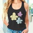 スマイリングフラワー イエロー ブルー パープル 楽しい春 タンクトップ