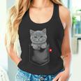 ブリティッシュショートヘア猫 ポケットの中 のぞくかわいい子猫 長袖tシャツ タンクトップ