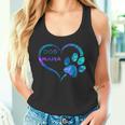 ブルーティールパープル ドッグママと足跡プリント ハート 犬 ママ タンクトップ