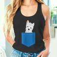 ポケットに犬のウェスティ犬テリアフロントポケット胸 タンクトップ