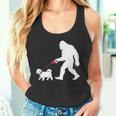レトロ ビッグフット ウォーキング マルチーズ 犬 面白い サスカッチ 長袖tシャツ タンクトップ