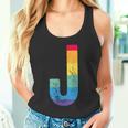 文字 J 大文字 アルファベット モノグラム イニシャル レインボー アルファベット J タンクトップ