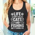 猫と釣り漁師 おもしろ釣り タンクトップ