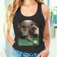 面白い猫 子猫 プールゲーム ビリヤード愛好家 アートデザイン タンクトップ