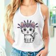 Cute Lavender Purple Flower Crown Cat Kawaii Kitty Floral Tank Top