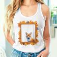 キツネ アニマル柄 モチーフ 紅葉 イラスト 自然 狐 タンクトップ