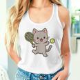 テニスをする猫。かわいいスポーツ猫。 タンクトップ