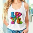 明るくカラフルな愛と平和 ピースサイン フラワートップ タンクトップ