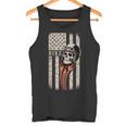 Biker Skull Vintage Art With Flames And American Flag Tank Top