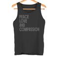 Peace Love And Compassion シャツ インスピレーションを与える引用 レトロ タンクトップ