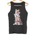 かわいい秋田犬が重ねて重ねられています タンクトップ
