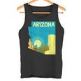 アリゾナ州の地図、モダンな抽象的なアリゾナ砂漠、サボテン タンクトップ