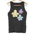 スマイリングフラワー イエロー ブルー パープル 楽しい春 タンクトップ