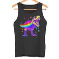 ティラノサウルス レックス 虹色 恐竜 恋人 デザイン タンクトップ